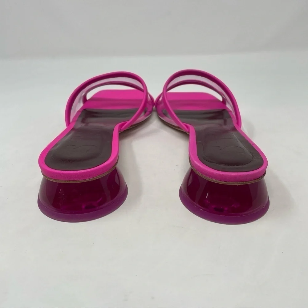 NIB Staud Simone Leather Clear Mules Shoes Bougainvillea - Picture 7 of 14